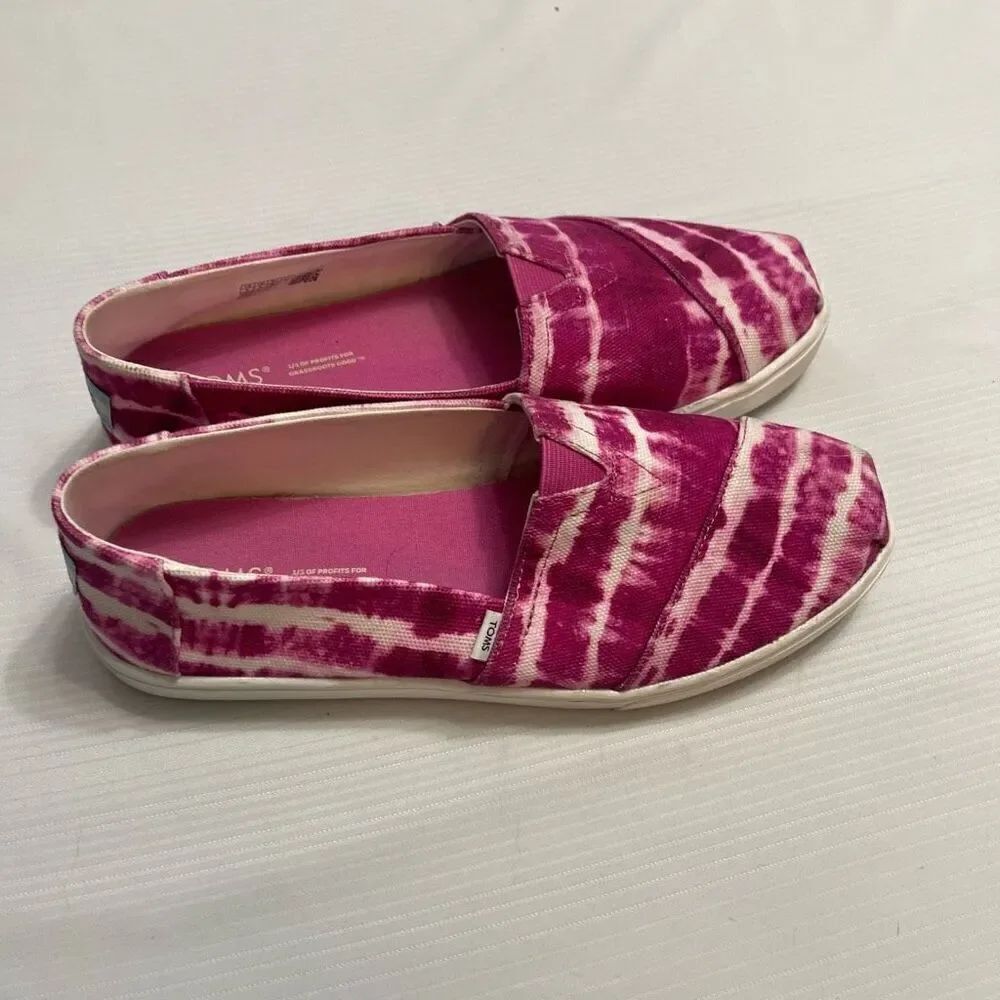 TOMS Sneakers Alpargata Cupsole Women's Size 8 Fuchsia Rose Batik Canvas
